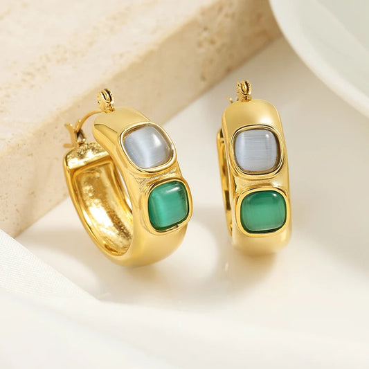Vintage Gold U-Shaped Hoop Earrings-Maryam Jewelry