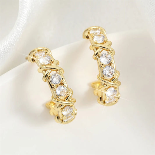 Vintage Gold C-Shaped Hoop Earrings-Maryam Jewelry