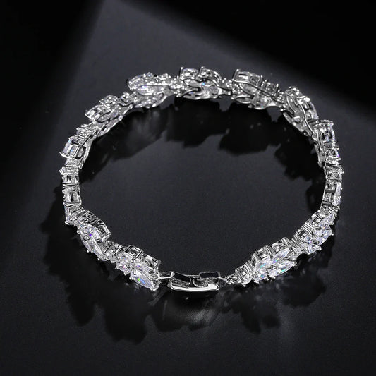Vintage Sparkling Silver Chain Bracelet-Maryam Jewelry