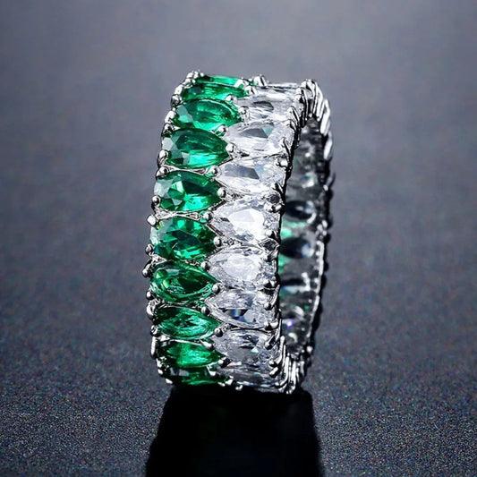 Silver Two-Tone Sparkle Gem Ring-Maryam Jewelry