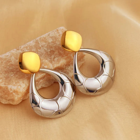 Vintage Two-Tone Hoop Earrings-Maryam Jewelry