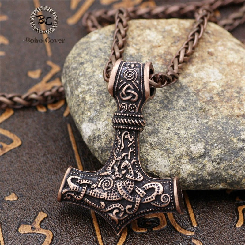 Vintage Bronze Thor's Hammer Necklace-Maryam Jewelry