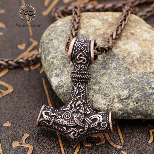 Vintage Bronze Thor's Hammer Necklace-Maryam Jewelry