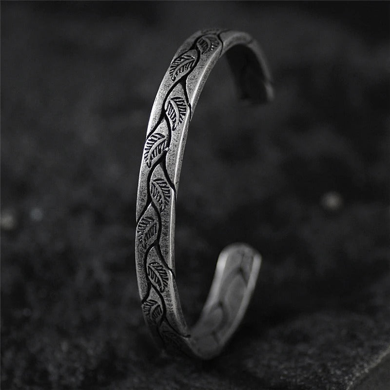 Vintage Silver Leaf Cuff Bracelet-Maryam Jewelry