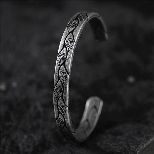 Vintage Silver Leaf Cuff Bracelet-Maryam Jewelry