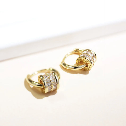 Vintage Gold Rolling Charm Earrings-Maryam Jewelry