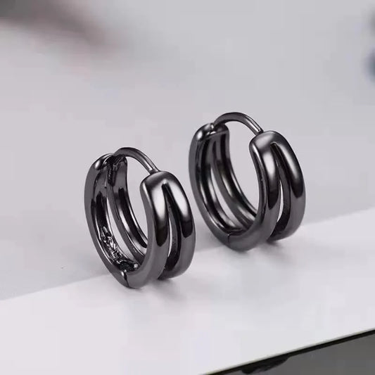 Vintage Black Double Hoop Earrings-Maryam Jewelry