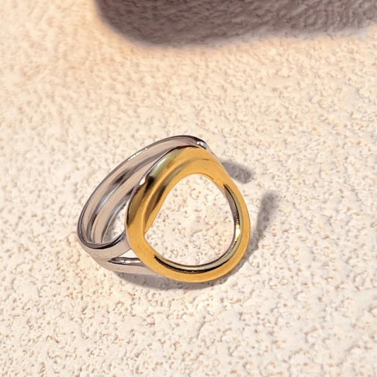Vintage Gold & Silver Oval Adjustable Ring-Maryam Jewelry