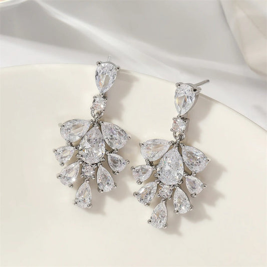 Vintage Silver Crystal Cluster Earrings-Maryam Jewelry