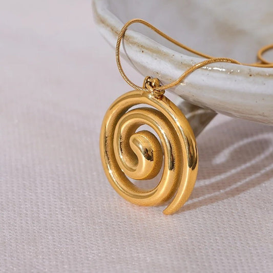Vintage Gold Spiral Pendant Necklace-Maryam Jewelry