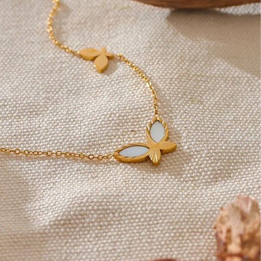 Vintage Gold Butterfly Pendant Necklace-Maryam Jewelry