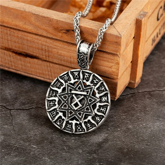 Vintage Silver Rune Star Pendant Necklace-Maryam Jewelry