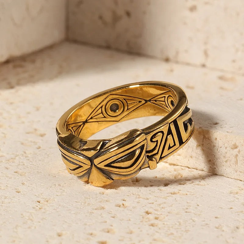 Vintage Tribal Eye Gold Adjustable Ring-Maryam Jewelry