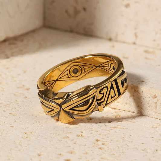 Vintage Tribal Eye Gold Adjustable Ring-Maryam Jewelry