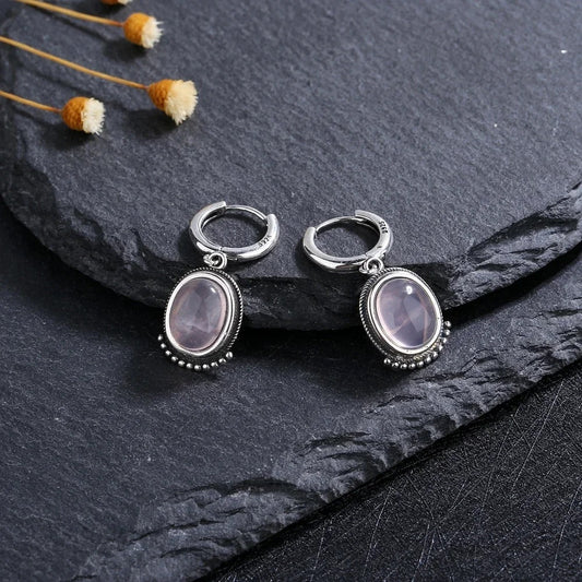 Silver Vintage Pale Rose Earrings-Maryam Jewelry