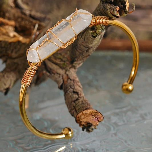 Vintage Gold Wire Wrapped Crystal Bracelet-Maryam Jewelry