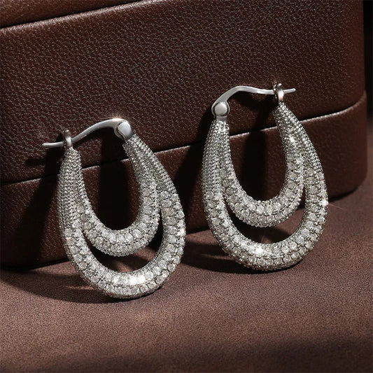 Silver Vintage Double Drop Earrings-Maryam Jewelry