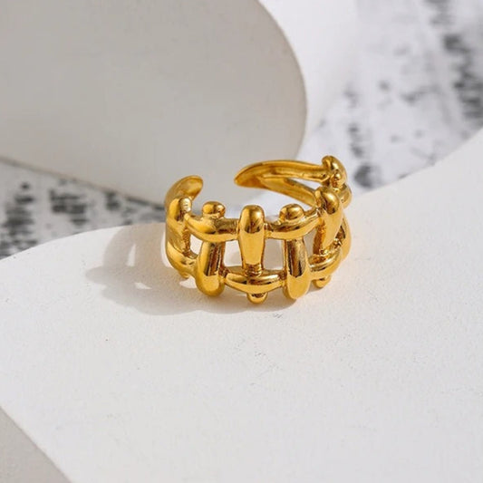 Bold Vintage Gold Open Ring-Maryam Jewelry