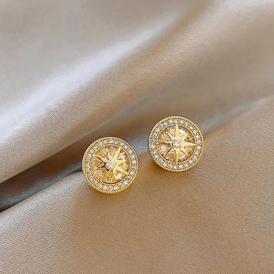 Vintage Radiant Star Gold Earrings-Maryam Jewelry