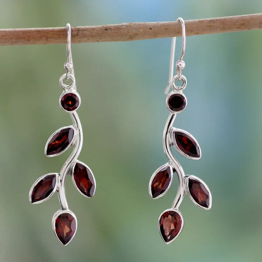 Vintage Red Leaf Earrings-Maryam Jewelry