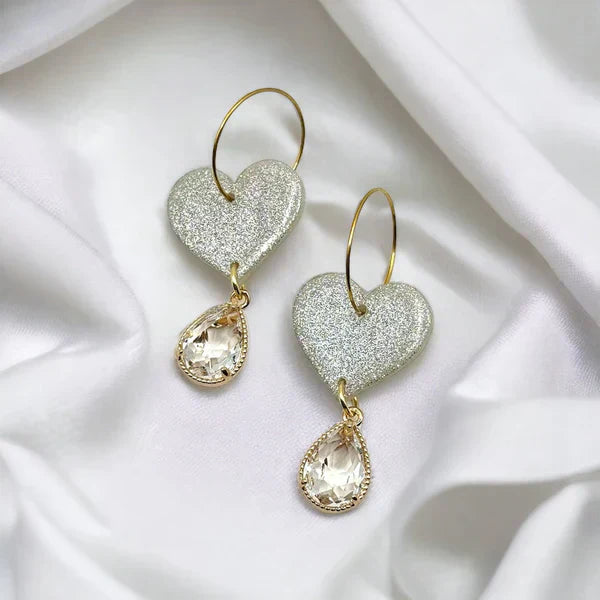 Vintage Heart Bright Earrings-Maryam Jewelry