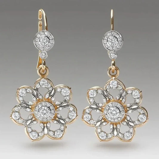 Vintage Crystal Flower Mandala Earrings-Maryam Jewelry