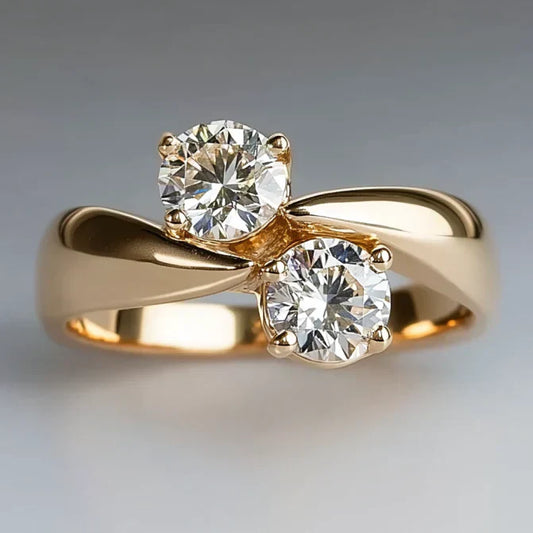 Vintage Open Sparkling Gold Ring-Maryam Jewelry